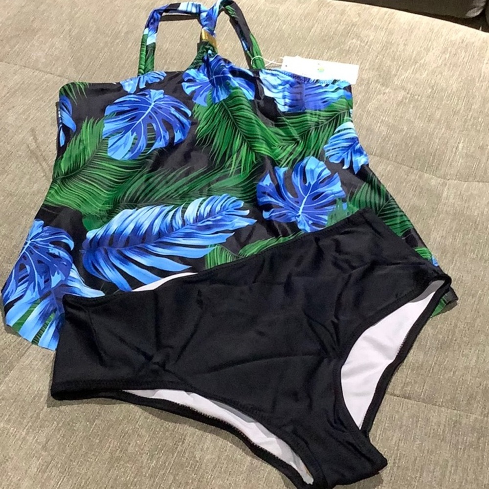 Leaf Print Halter tankini